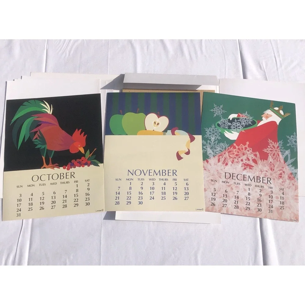 LINNEA POSTER CALENDAR for year 1993 - Complete Can Be Reused 2027 2038 2049